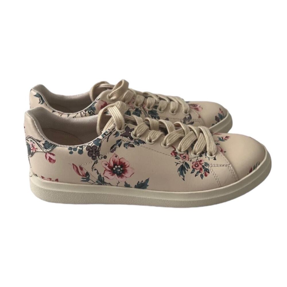 Tory Burch Howell Court Lyonnaise Low Top Floral Leather Sneaker Size 5.5